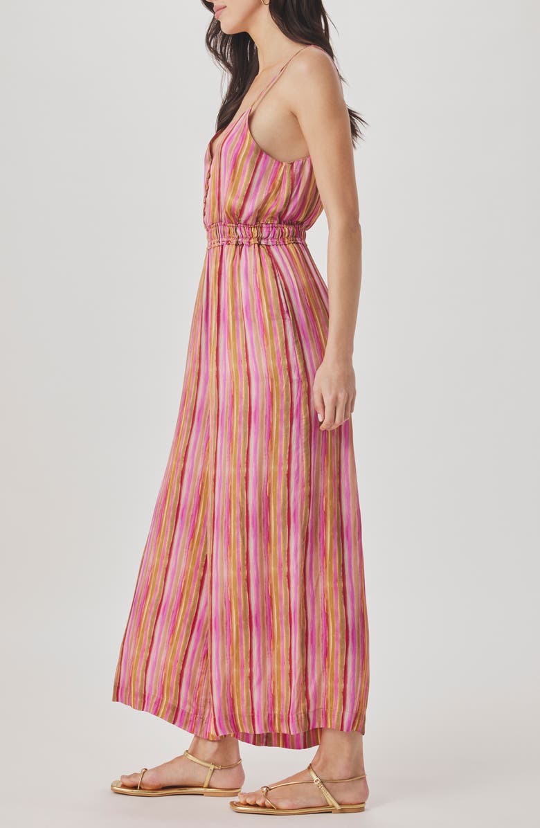 Splendid Kelsea Stripe Crop Wide Leg Jumpsuit, Alternate, color, Fuchsia Pink/ Multi