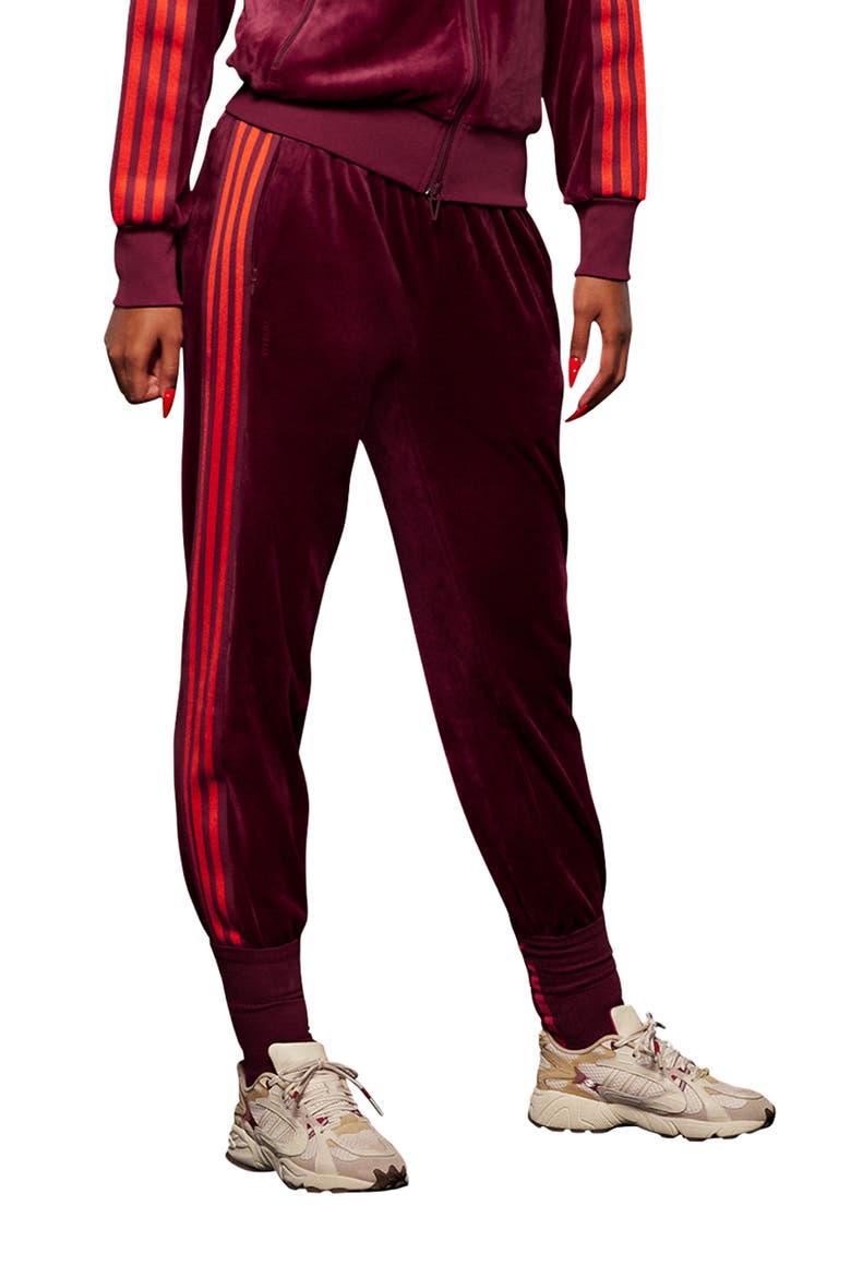 Velour Wide Leg Track Pants, Main, color, CHERRY WOOD RED