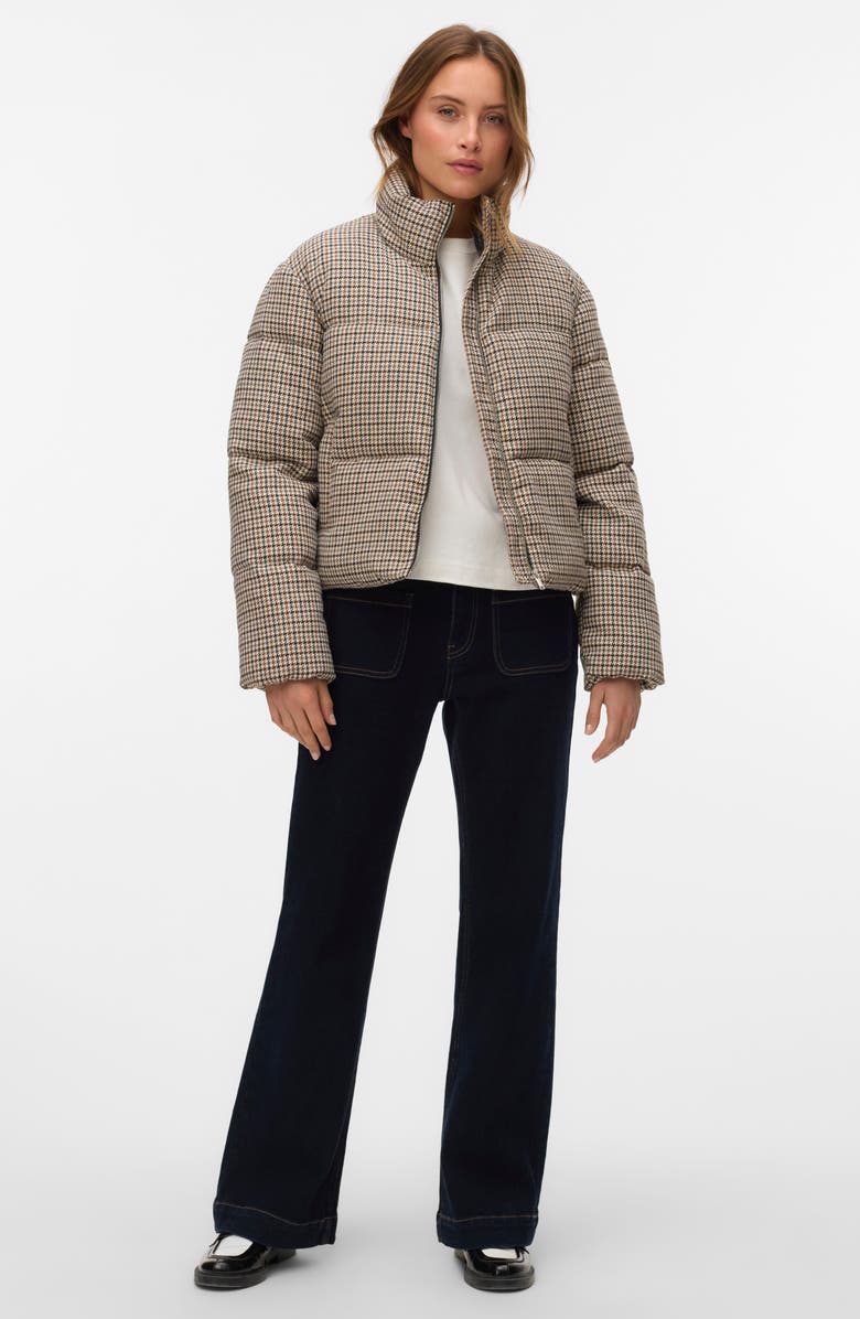VERO MODA Lyon Short Houndstooth Puffer Jacket, Alternate, color, Emperador