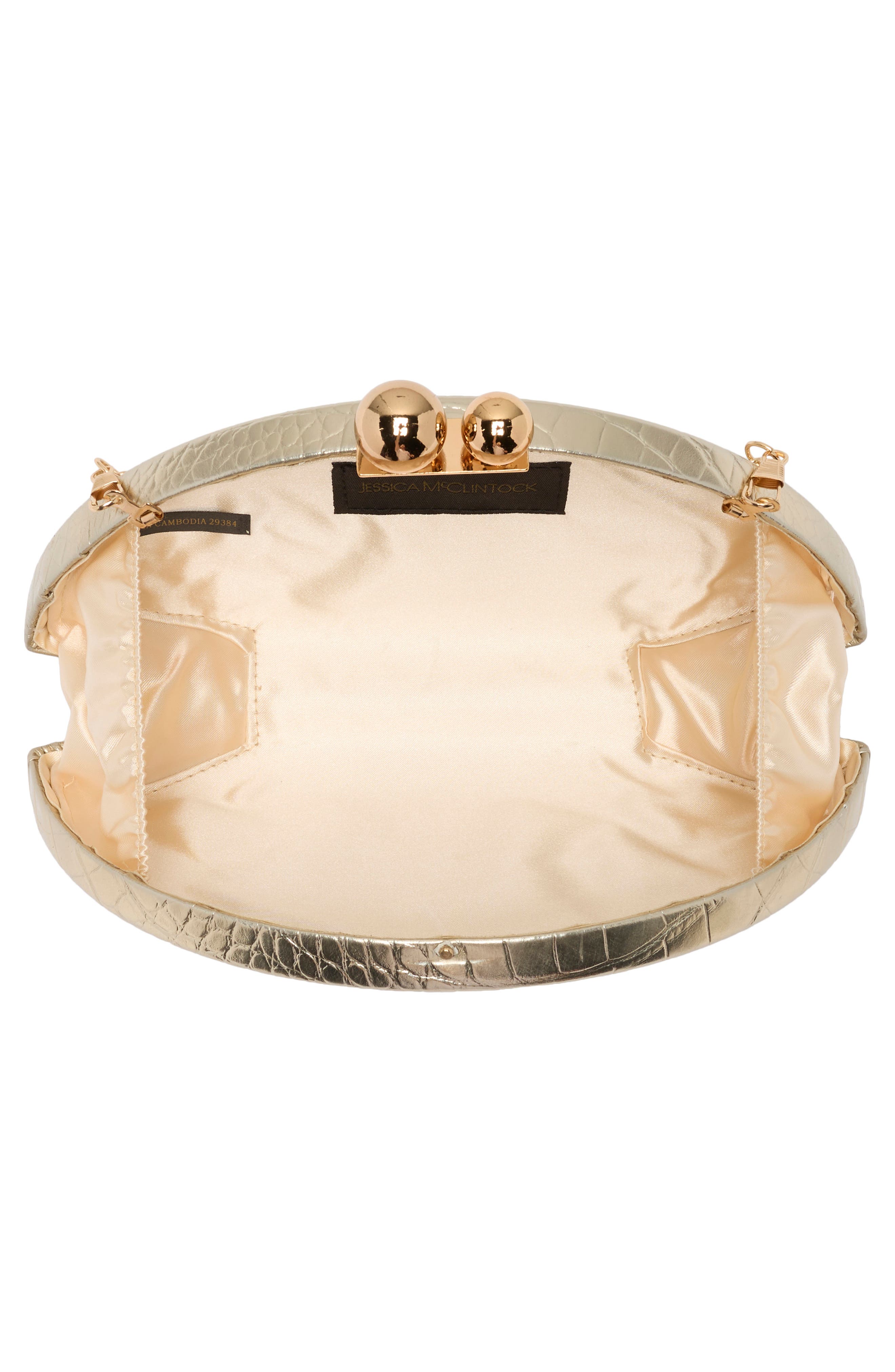 Agatha Croc Embossed Faux Leather Frame Clutch, Alternate, color, GOLD CROCO