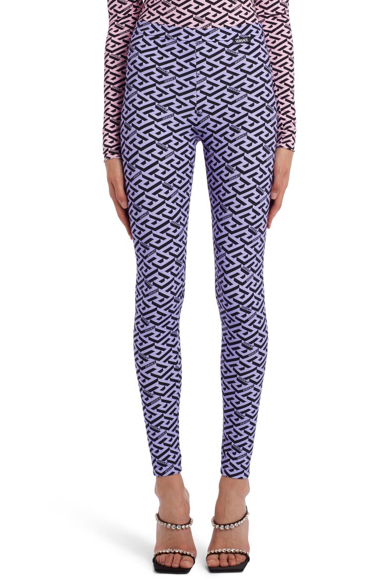Greca Signature Leggings, Main, color, ORCHID BLACK