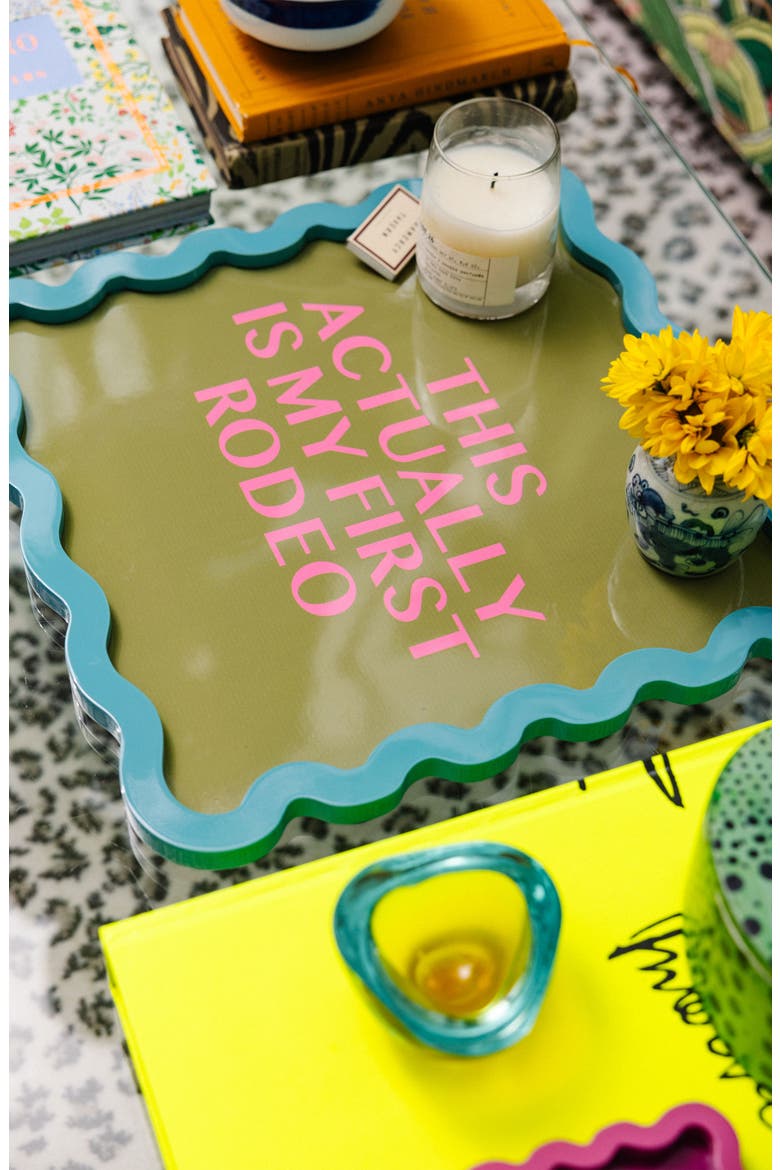 Rodeo Large  Lacquer Tray, Alternate, color, Olive Green, Teal, Pink
