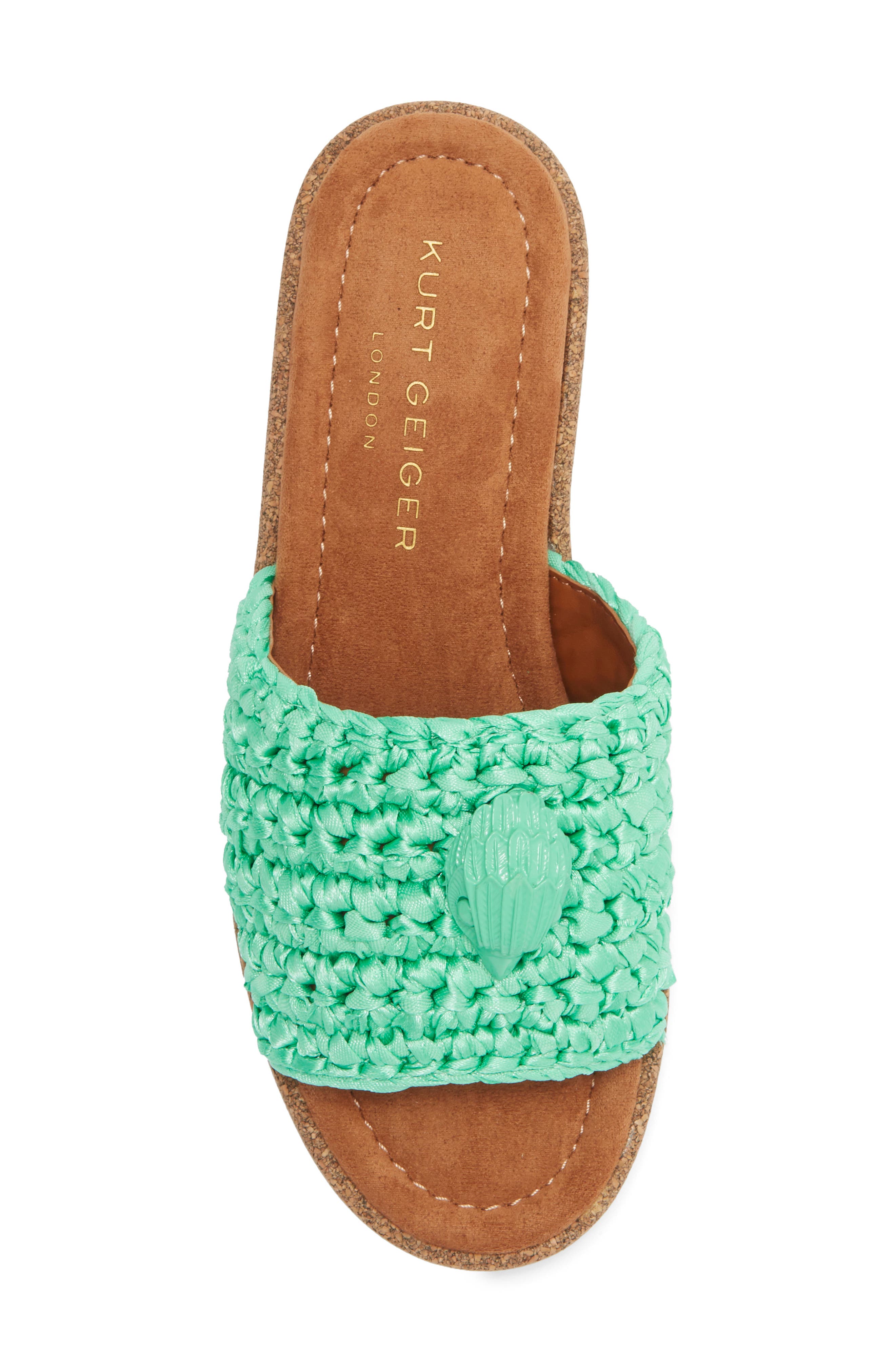 Kurt Geiger London Eagle Crocheted Slide Sandal, Alternate, color, Green