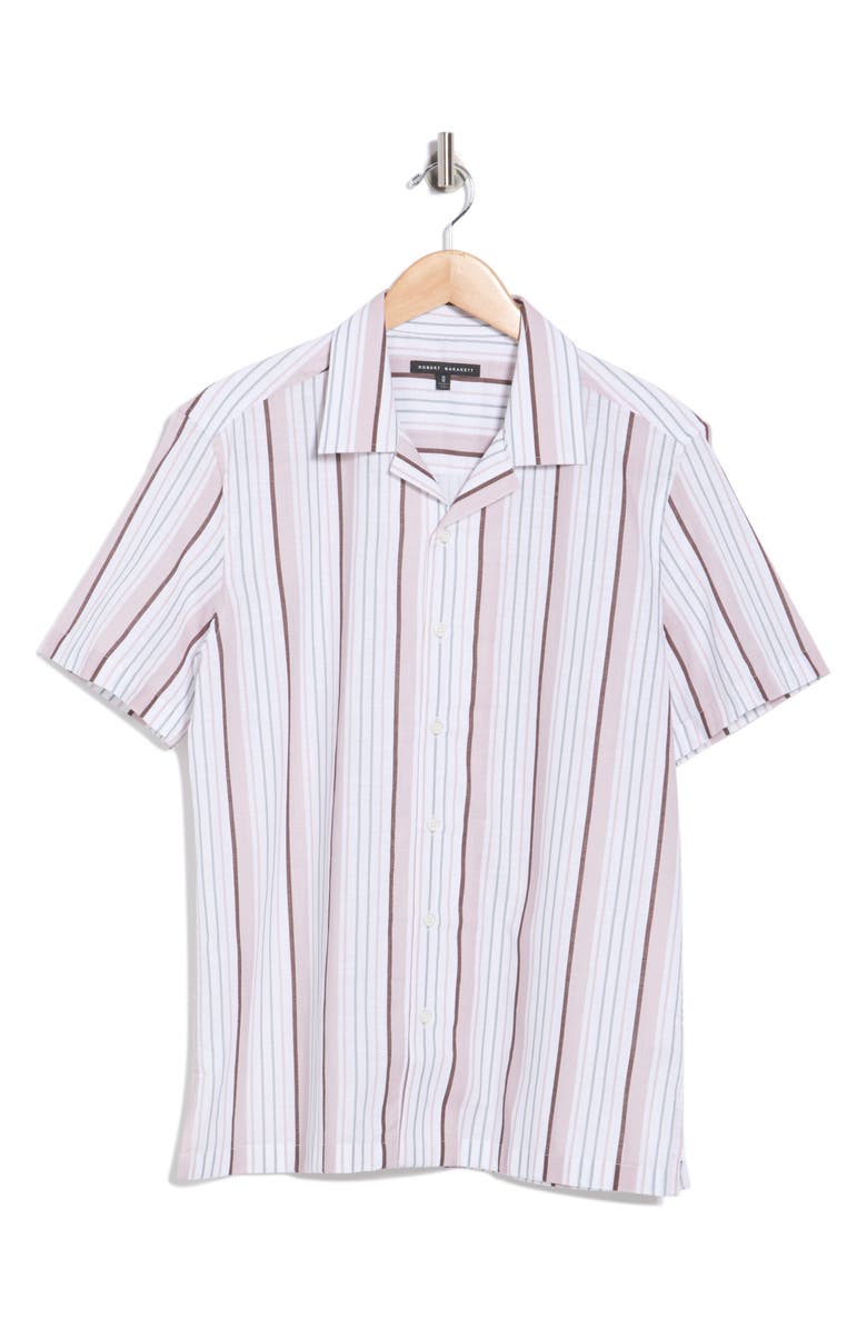 Robert Barakett Oswaldo Stripe Camp Shirt, Alternate, color, Coral