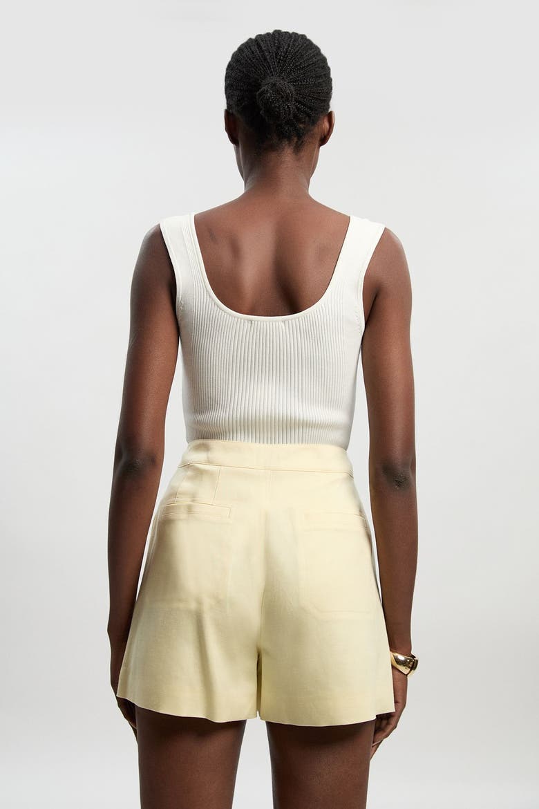 Tailored Button Detail Shorts, Alternate, color, Lemon