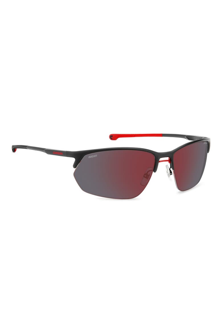 Carduc 65mm Polarized Rectangular Sunglasses, Alternate, color, MATTE BLACK/ RED
