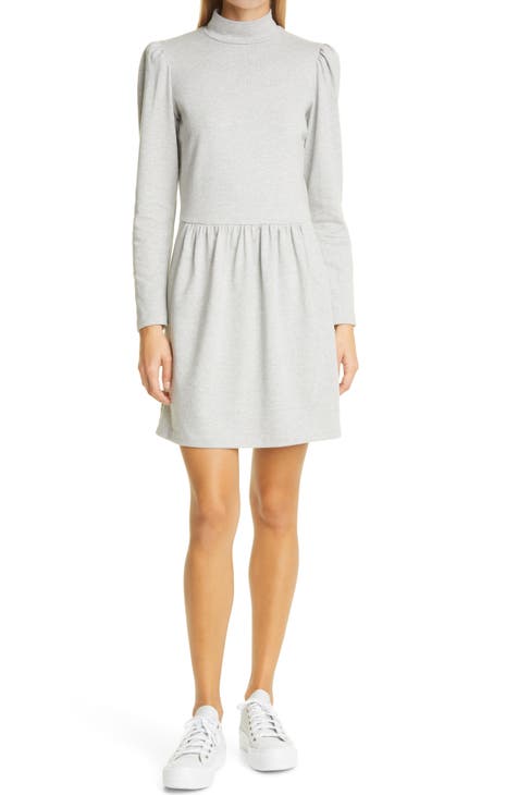 Long Sleeve Heathered Cotton Jersey Dress