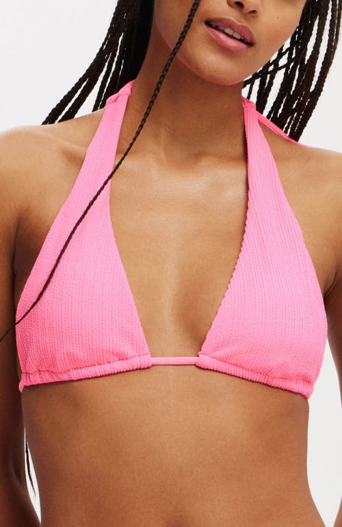 Cotton On Body High Apex Slider Triangle Bikini Top In Party Pink Crinkle