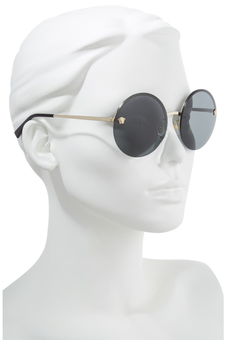 Medusa Logo 59mm Large Round Sunglasses, Alternate, color, PALE GOLD SOLID