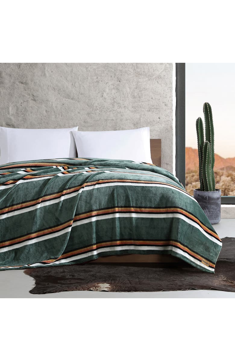 Wrangler Western Saddle Stripe Fleece Blanket, Alternate, color, Green