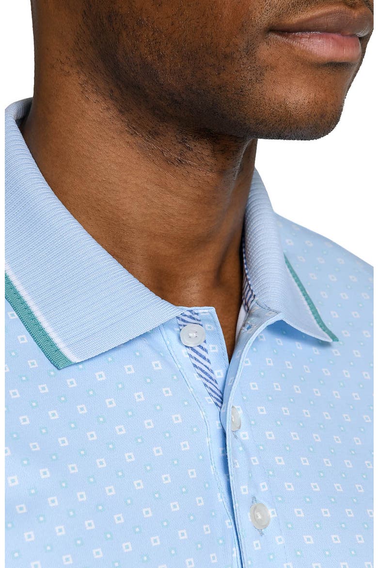 Slim Fit Square Dot Short Sleeve Polo, Alternate, color, LT BLUE
