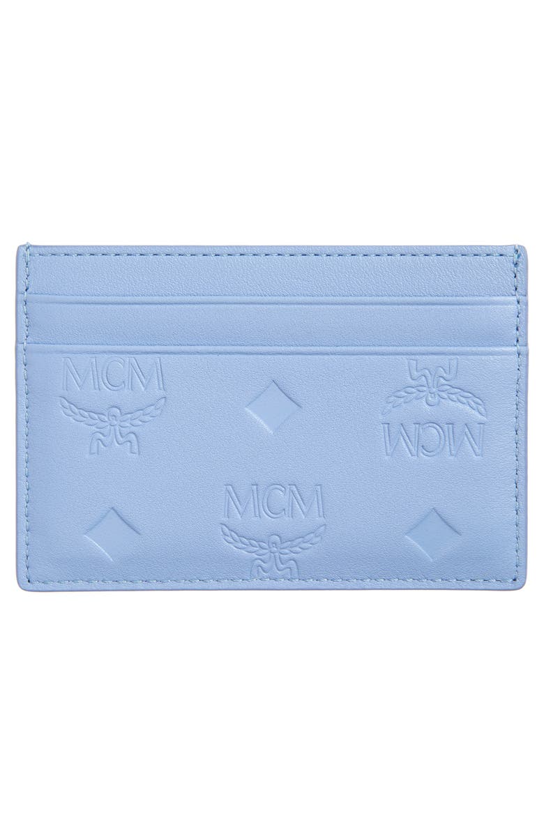 MCM Aren Logo Embossed Leather Card Case, Alternate, color,