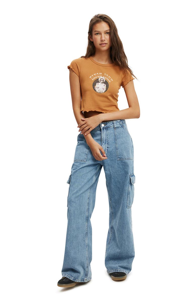 Cotton On Women's Micro Lettuce Graphic License Tee, Alternate, color, Elton John  Sedona Sand