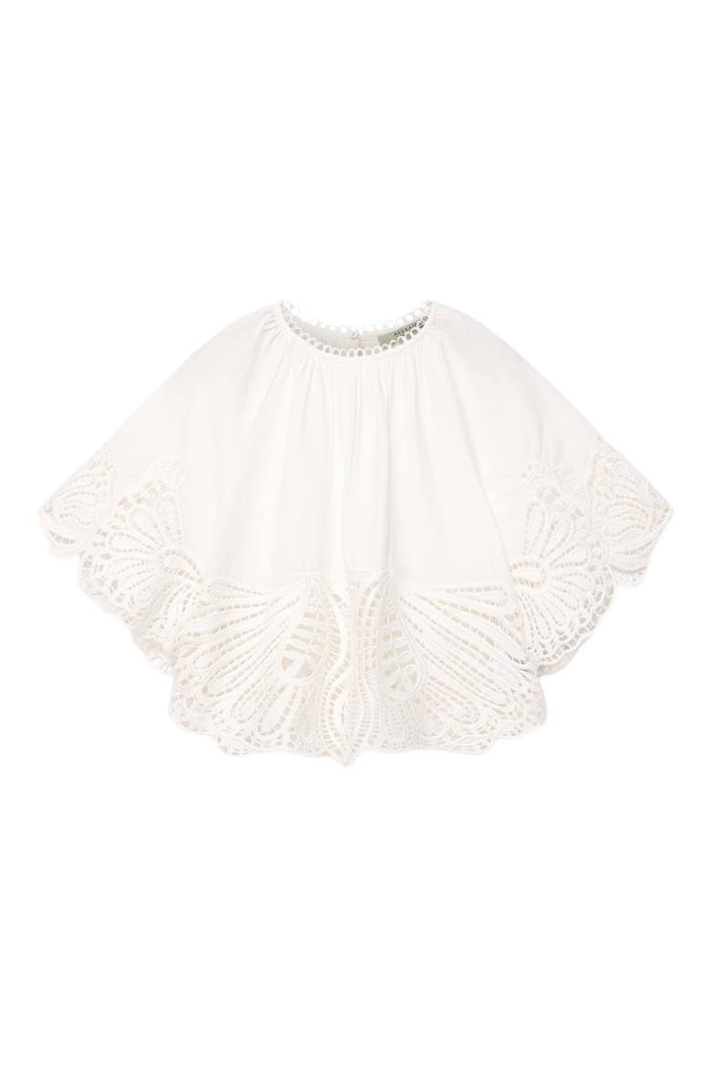 Femi Broderie Anglaise Cotton Top, Alternate, color, CHALK WHITE