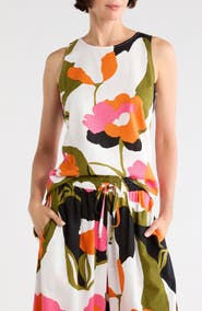 Vince Camuto Floral Print Linen Tank