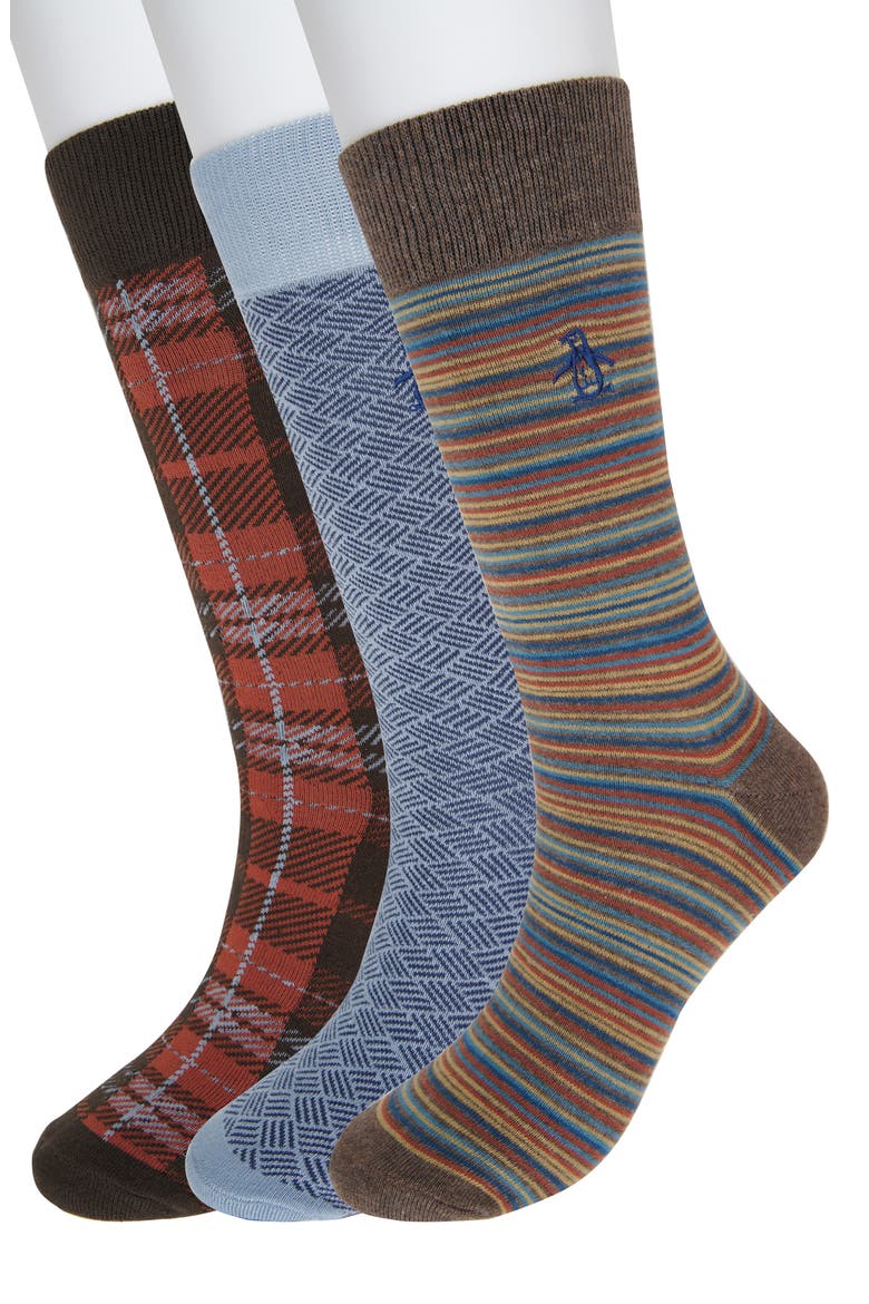 Original Penguin 3 Pack Assorted Skinny Stripe Crew Socks Men Original Penguin 3 Pack Assorted Skinny Stripe Crew Socks Men