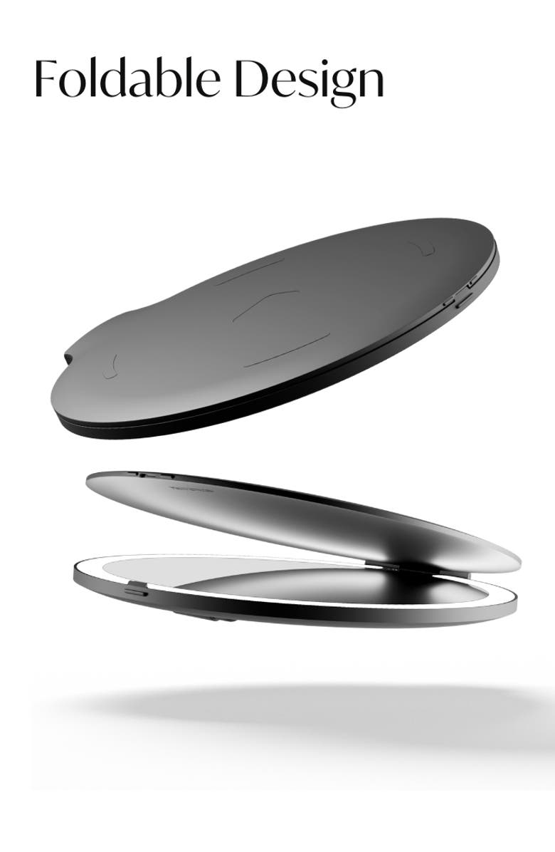 FANCII Abigail LED Travel Mirror, Alternate, color, Black