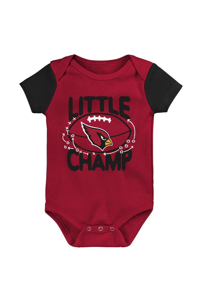 Newborn & Infant Cardinal/Black Arizona Cardinals Little Champ Three-Piece Bodysuit Bib & Booties Set, Alternate, color, Red