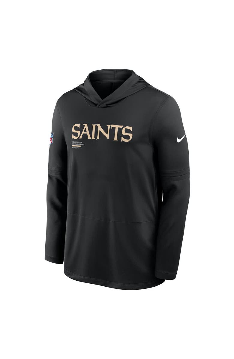 Nike Men's Nike Black New Orleans Saints Sideline Pure Fury Dri-FIT Long Sleeve Hoodie T-Shirt, Alternate, color, Black