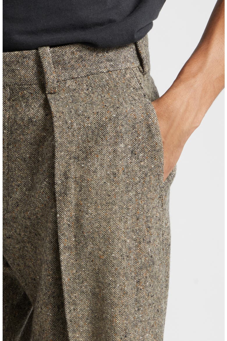 Pleated Straight Leg Wool Donegal Tweed Trousers, Alternate, color, BLACK/ BEIGE