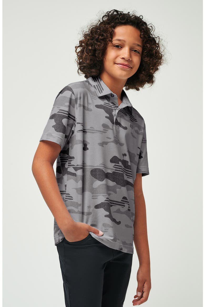 Kids' Heather Camo Knit Polo, Alternate, color, HEATHER GREY