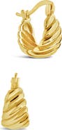 Sterling Forever Croissant Dome Hoop Earrings