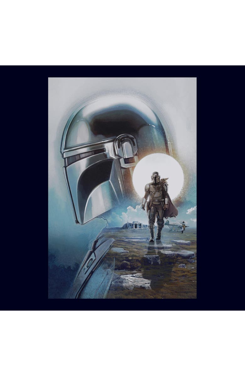 Star Wars: The Mandalorian and Grogu Men's Star Wars The Mandalorian and Grogu Din Djarin and The Child Poster  Graphic T-Shirt, Alternate, color, Navy Blue