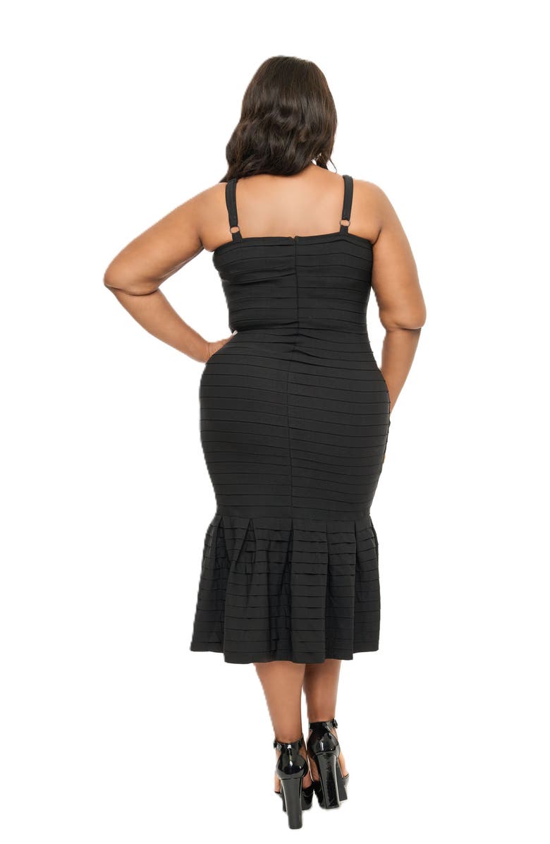 Unique Vintage Plus Size 1960s Pleated Mermaid Pencil Dress, Alternate, color,