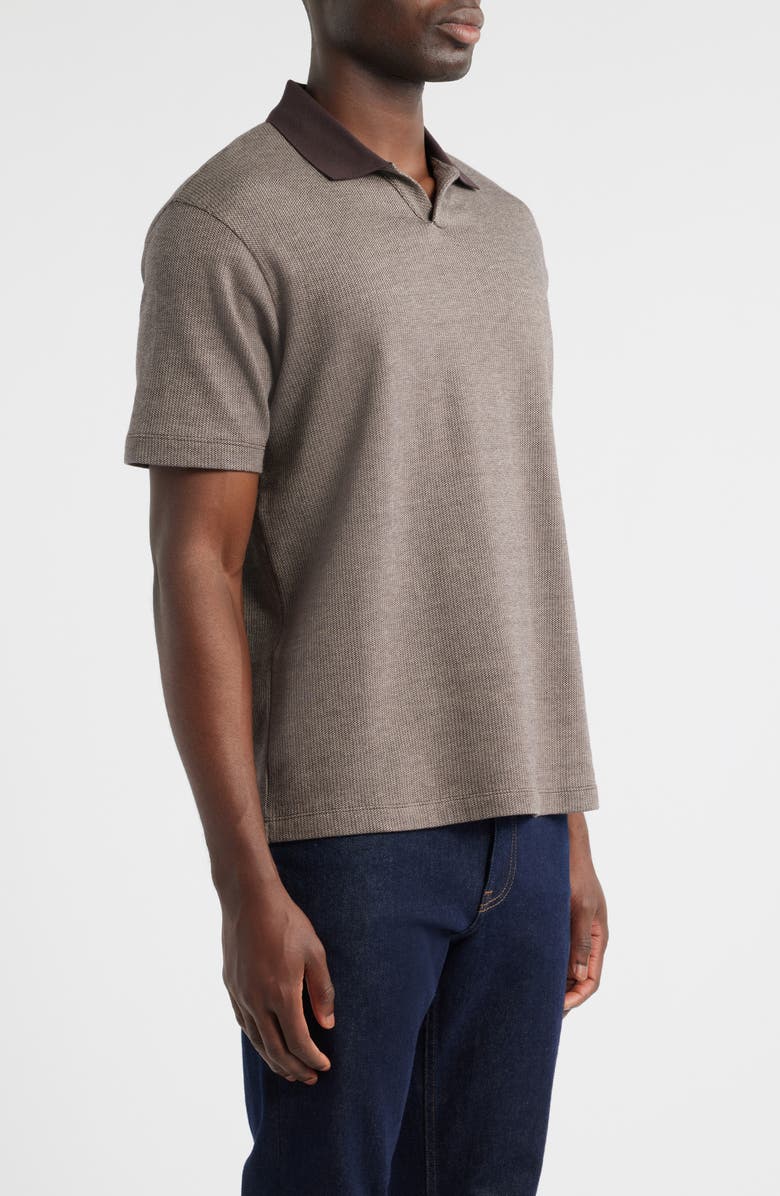 Emporio Armani Johnny Collar Heathered Cotton Piqué Polo, Alternate, color, Brown