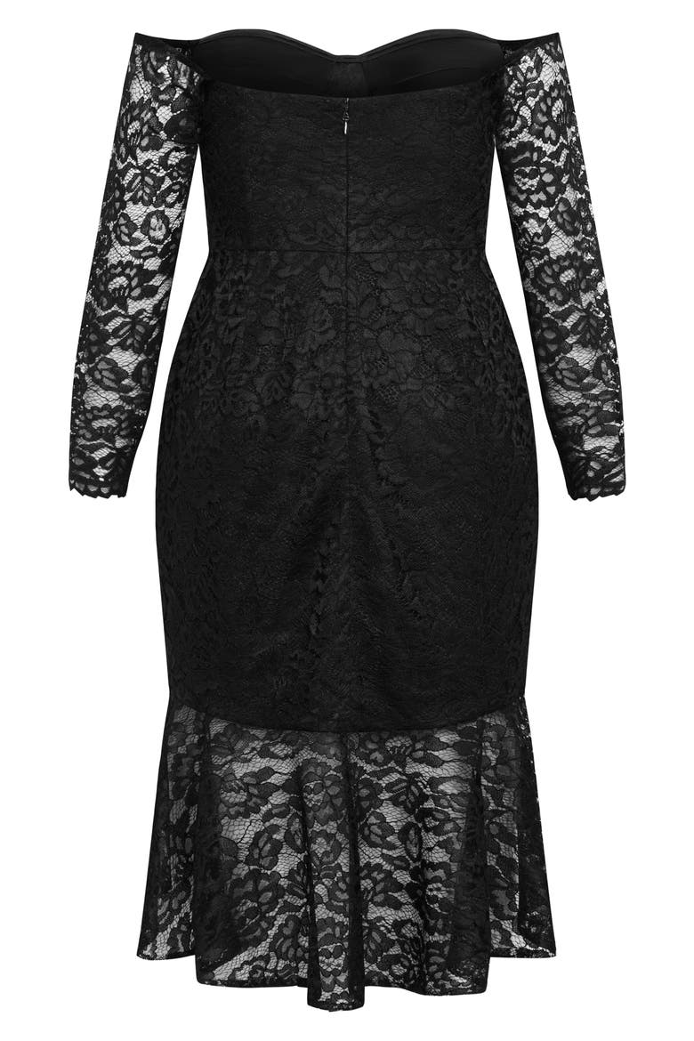 Athena Off the Shoulder Long Sleeve Dress, Alternate, color, BLACK