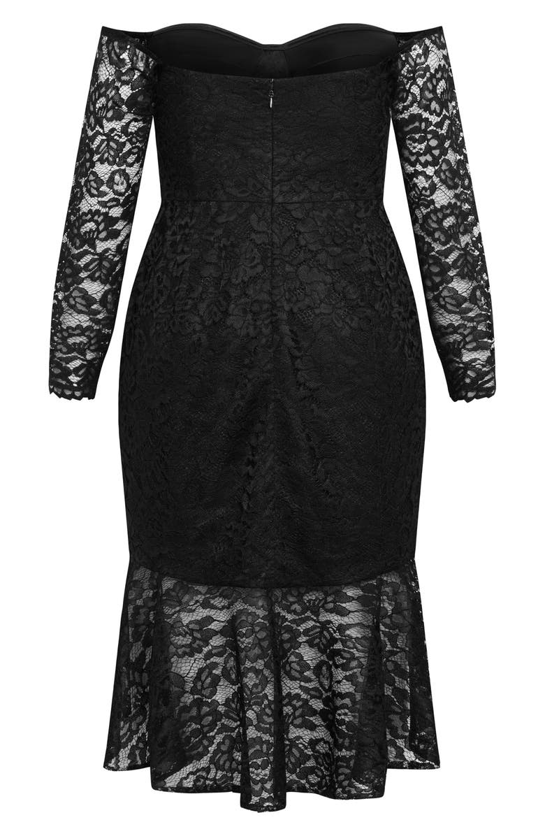 City Chic Athena Off the Shoulder Long Sleeve Dress, Alternate, color, 