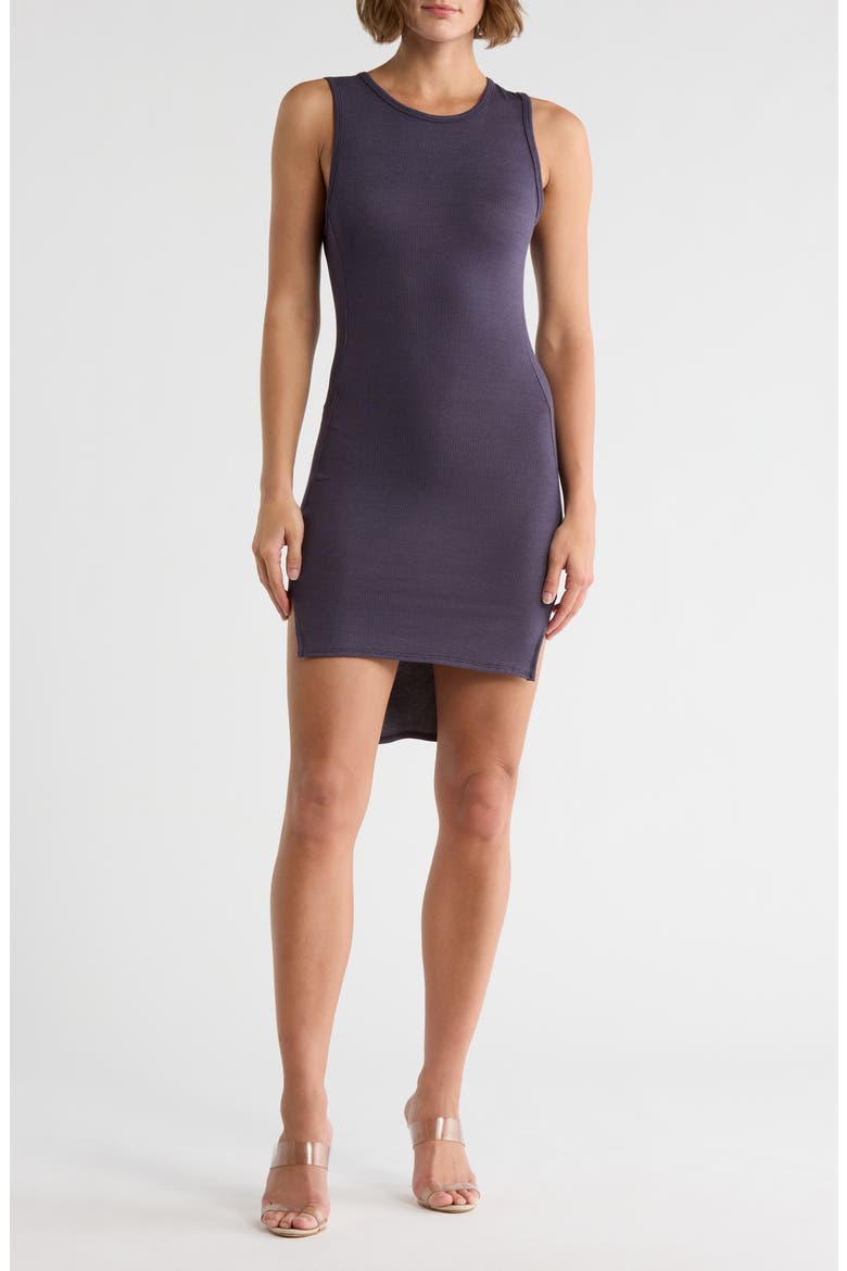 High/Low Jersey Minidress, Main, color, NAVY RIB