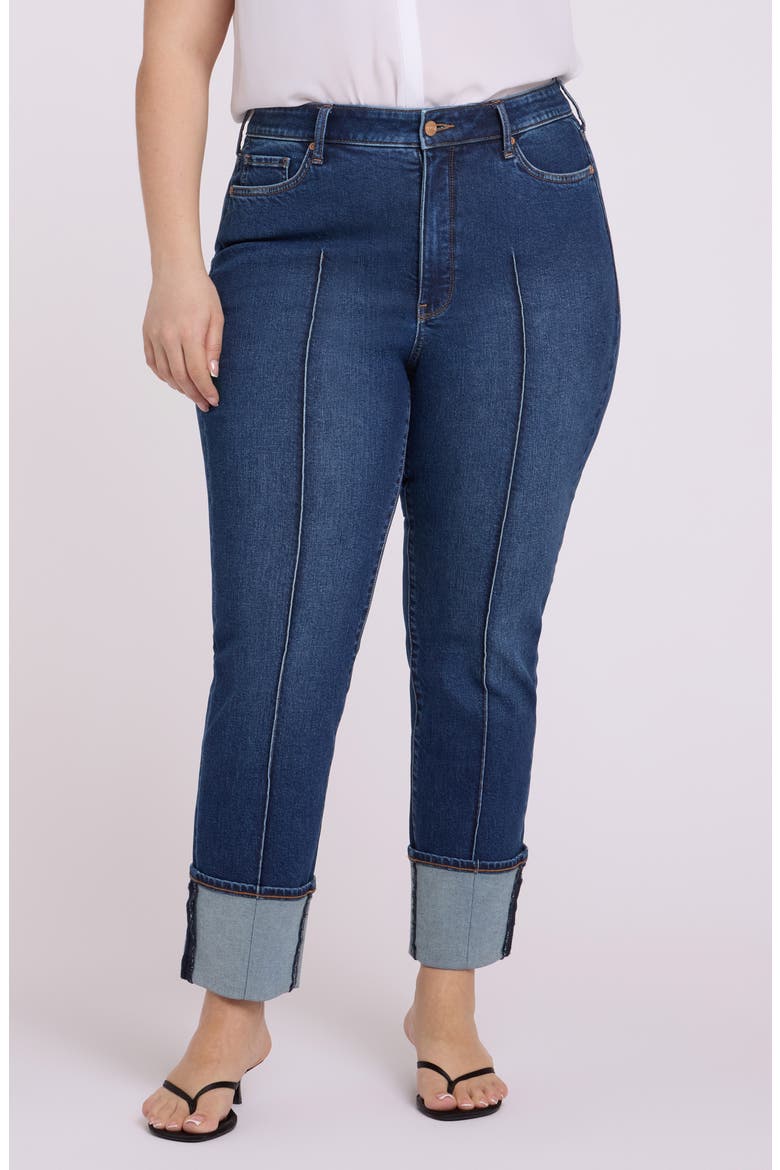 Marilyn Cuffed Pintuck Straight Leg Jeans, Main, color, SUNSET VILLA