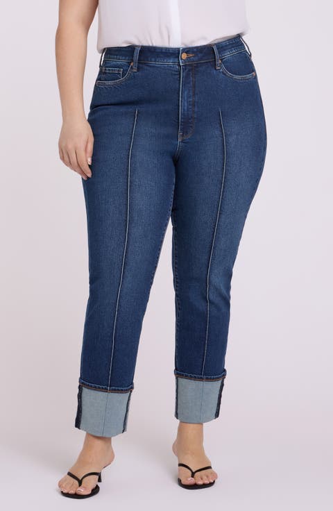 Marilyn Cuffed Pintuck Straight Leg Jeans