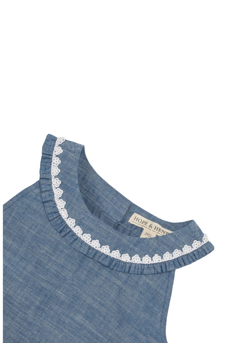 Girls' Organic Sleeveless Ruffle Collar Chambray Button Back Top , Infant, Alternate, color, Chambray Sleeveless Ruffle