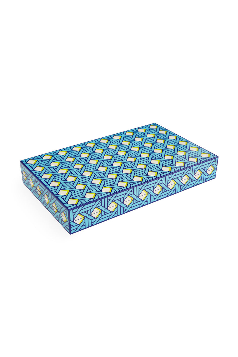 Basketweave Backgammon Set, Alternate, color, Blue / Green / White