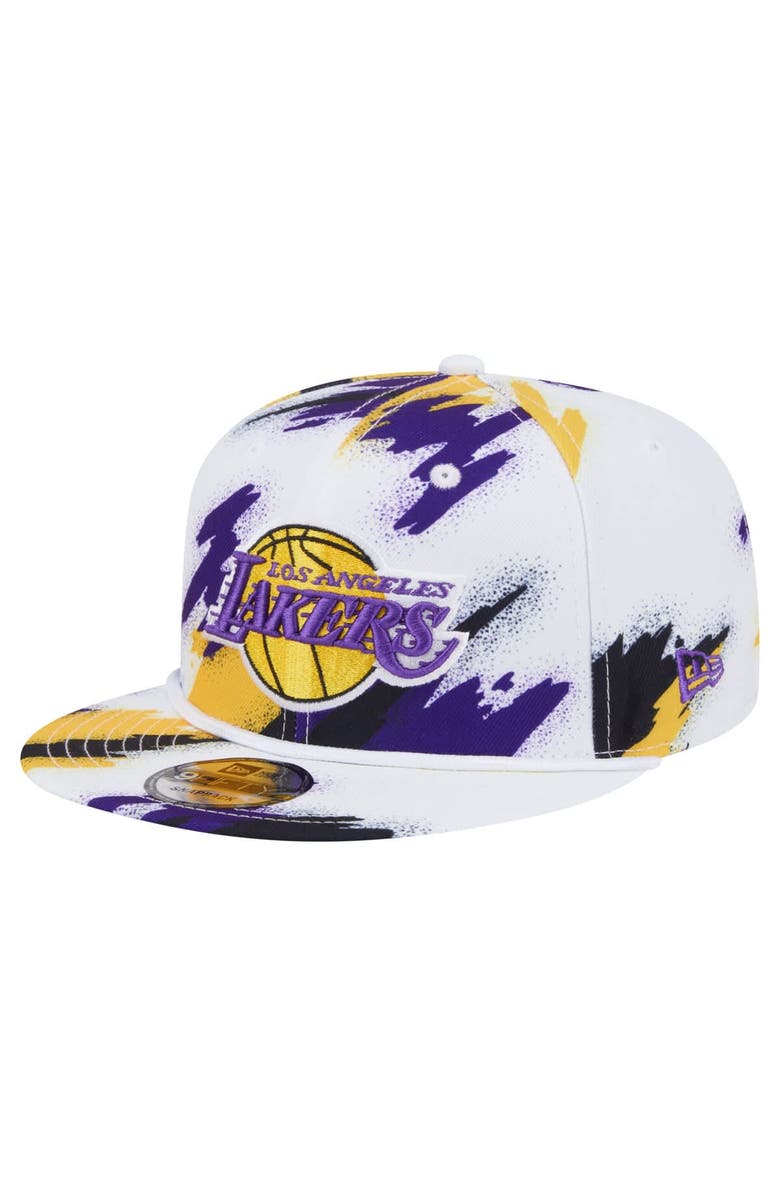 New Era Men's New Era  White Los Angeles Lakers Paint 9FIFTY Snapback Hat, Main, color, 