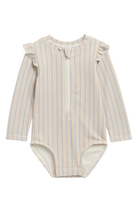 Kids' Byron Stripe Long Sleeve Piqué UPF 50+ One-Piece Swimsuit (Baby & Toddler)