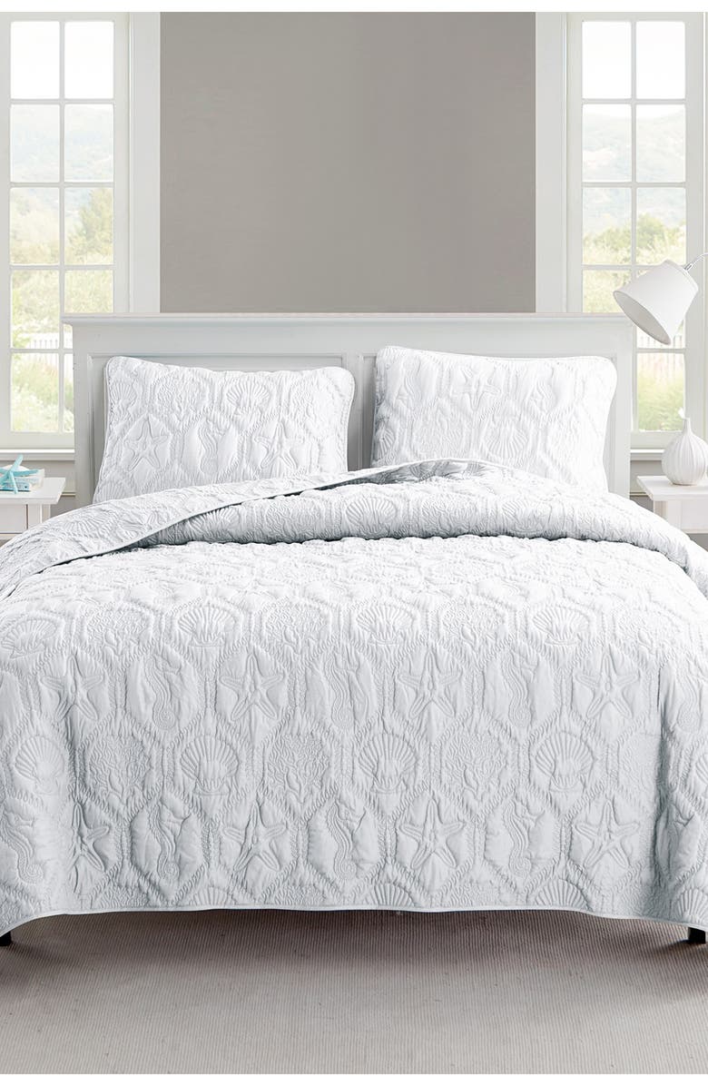 VCNY HOME Shore Embossed Quilt Set - King, Main, color, White