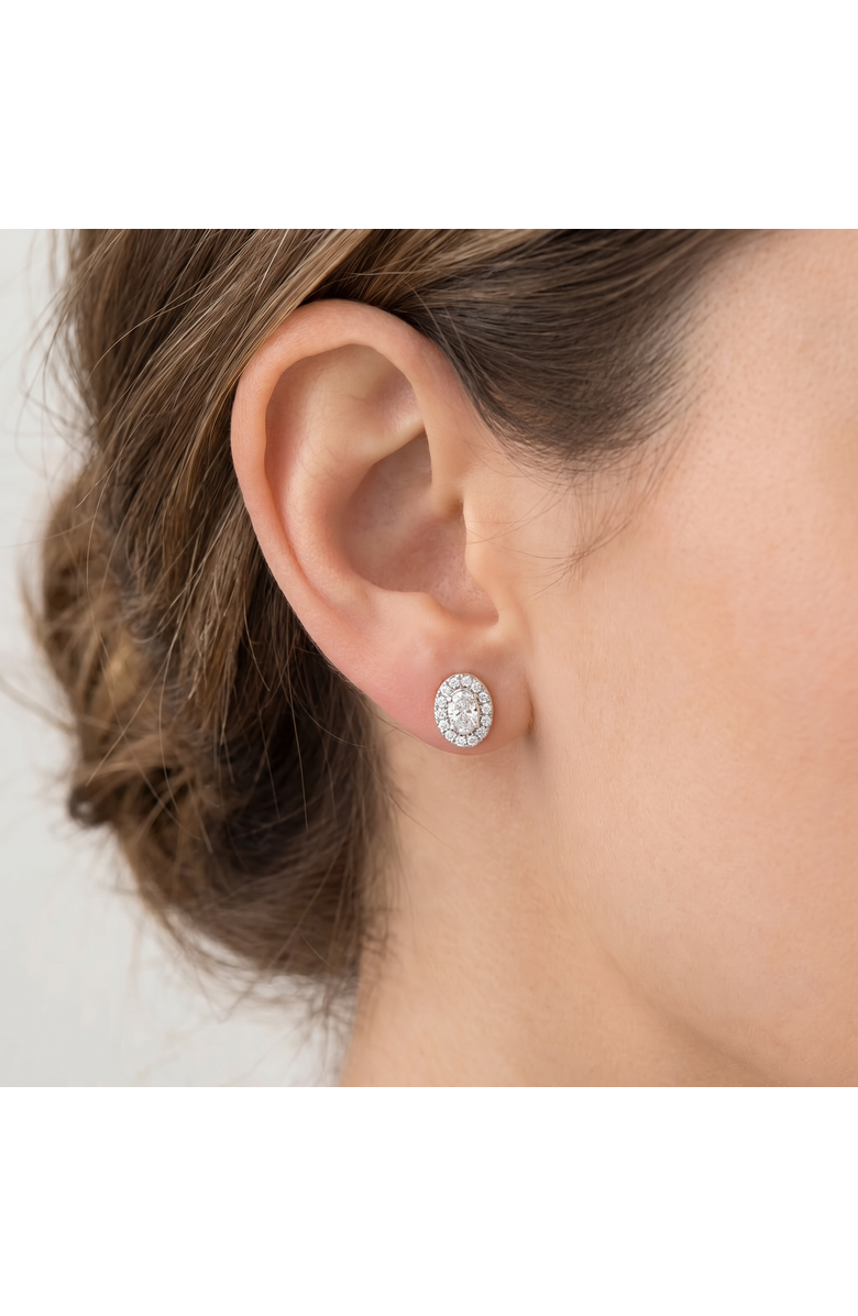 Bliss Diamond 3/4Ct Oval Diamond Halo Earrings in or Gold Lab Grown, Alternate, color, Yellow Gold
