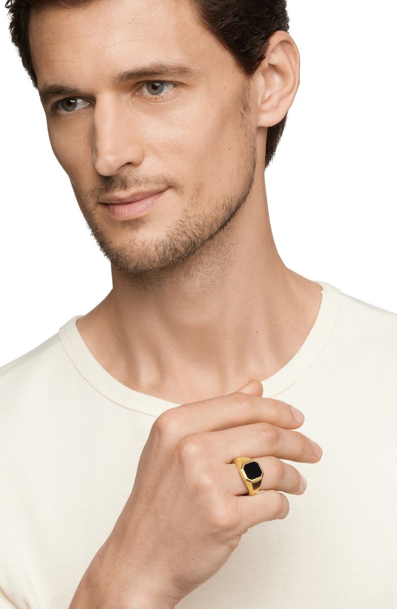 David Yurman Men's Streamline Signet Ring, Alternate, color, 18K Yellow Gold/ Black Onyx