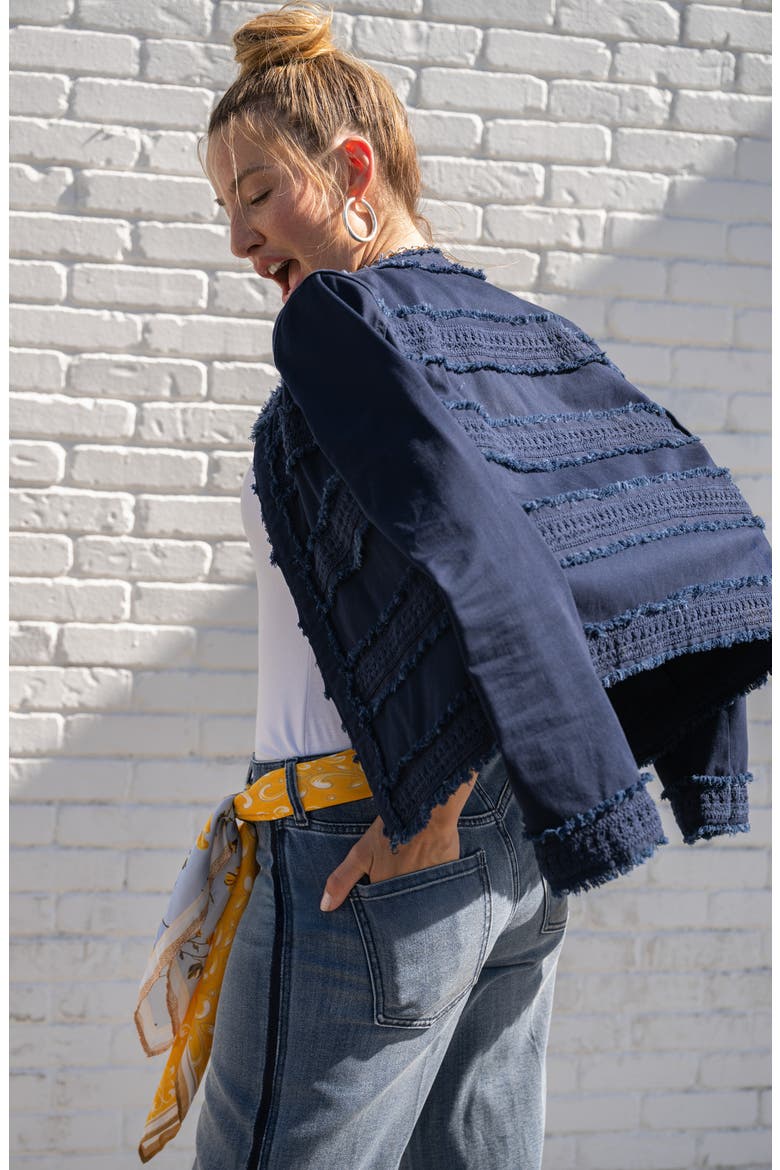 Frayed & Lace Jacket, Alternate, color, DEEP MIDNIGHT