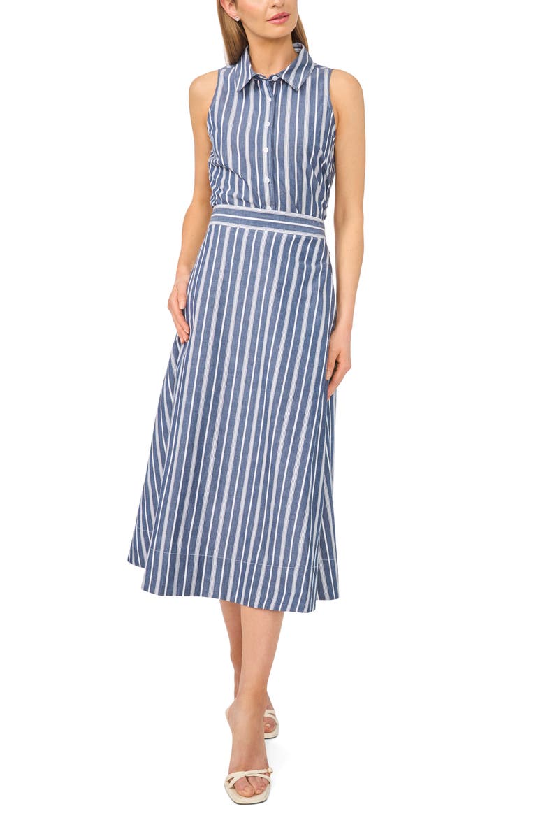 Striped Cotton Pull-On Midi Skirt, Alternate, color, CLASSIC NAVY