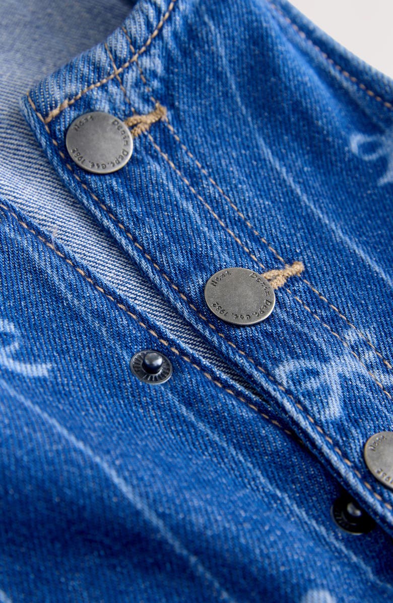 NEXT Kids' Bow Pattern Denim Overalls, Alternate, color, Blue