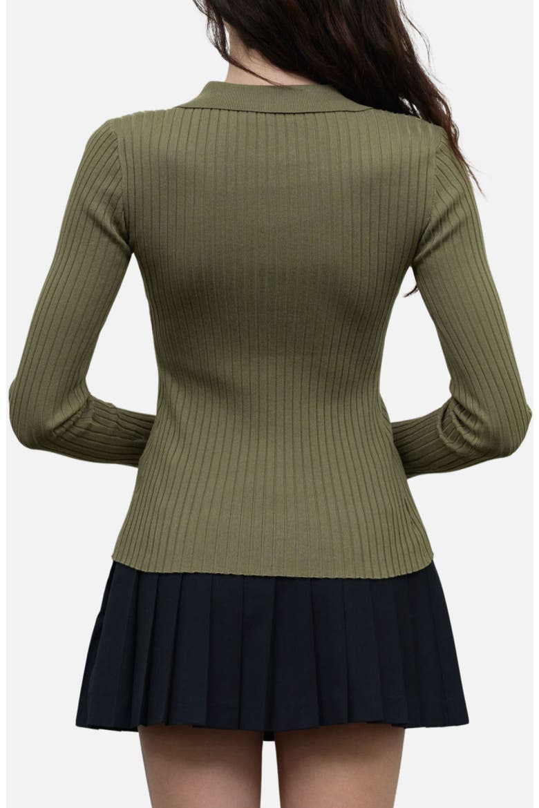 Collared Rib Cardigan, Alternate, color, OLIVE