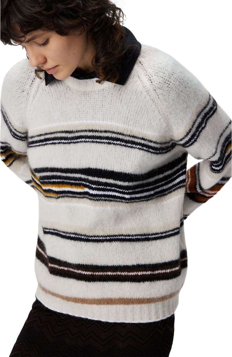 Missoni Crew Neck Striped Sweater In Wool, Mohair And Alpaca, Alternate, color, Multicoloured