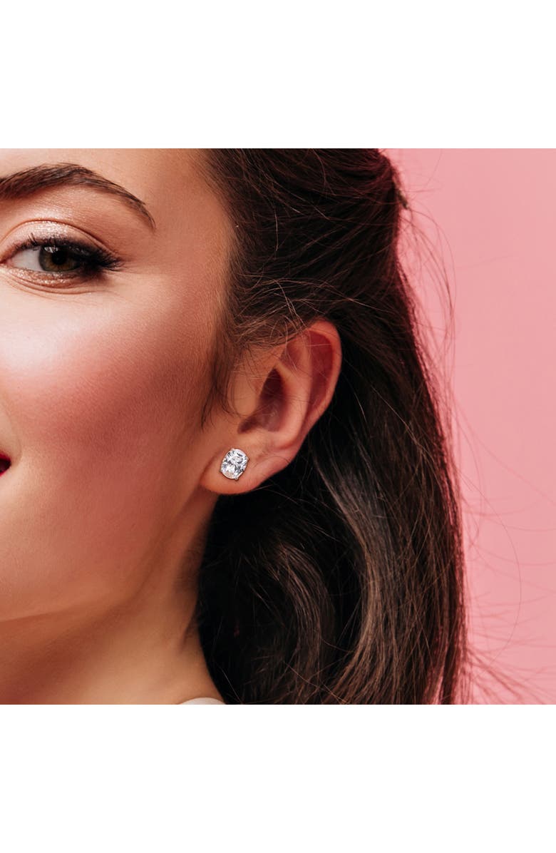 DELMAR Oval Cut Lab Created White Sapphire Pendant Necklace & Stud Earrings, Alternate, color, 