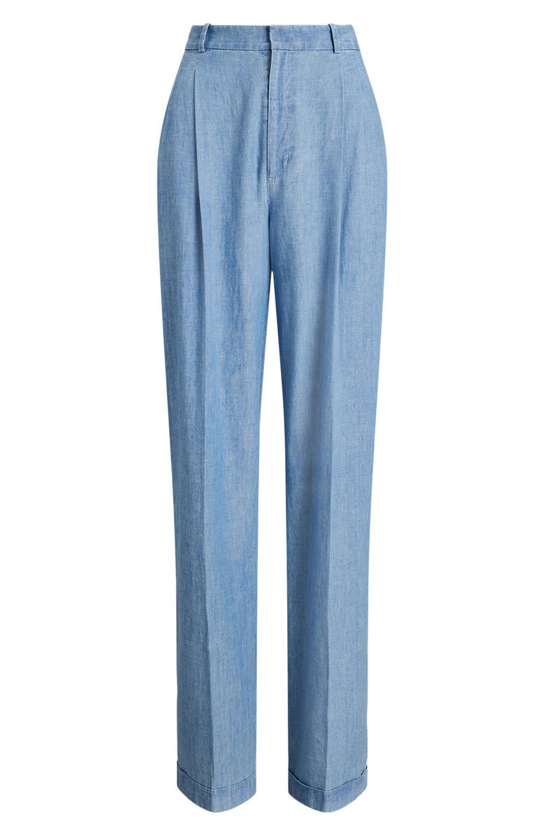 Polo Ralph Lauren Wide Leg Cotton Chambray Pants, Alternate, color, 