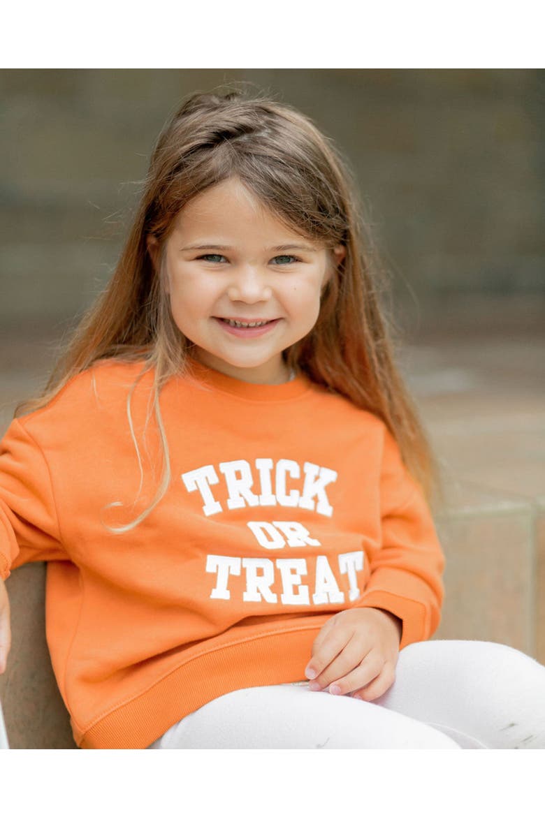 Trick-or-Treat Halloween Crewneck Sweatshirt, Alternate, color, Orange