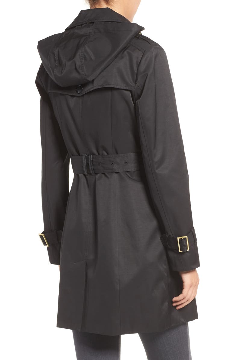 Cole Haan Signature Faux Leather Trim Trench Coat, Alternate, color, 